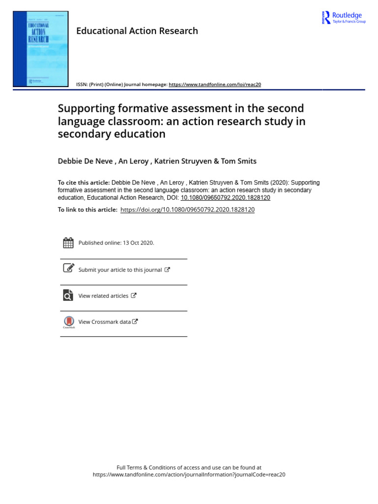 Supporting Formative Assessment in The Second Language Classroom: An ...