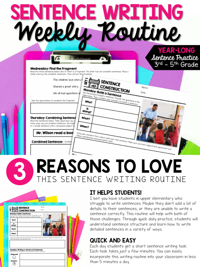 Demo Sentence Writing Routine Year Long Routineto Practice Sentence ...