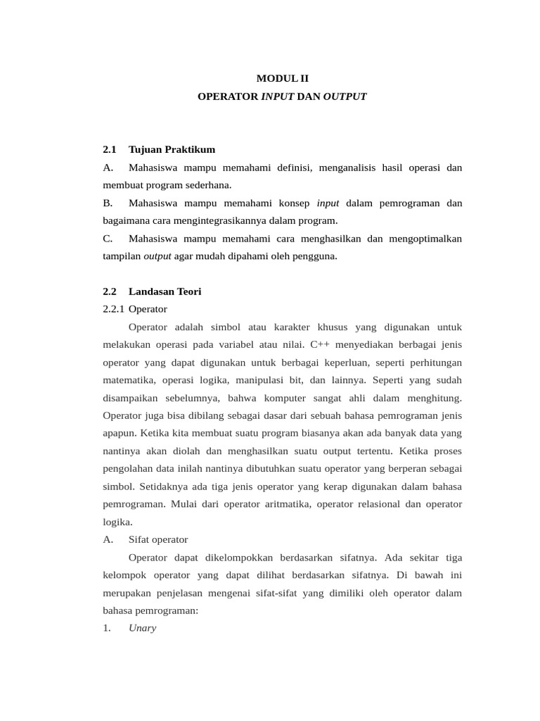 Jenis Operator dalam Pemrograman C++ | PDF