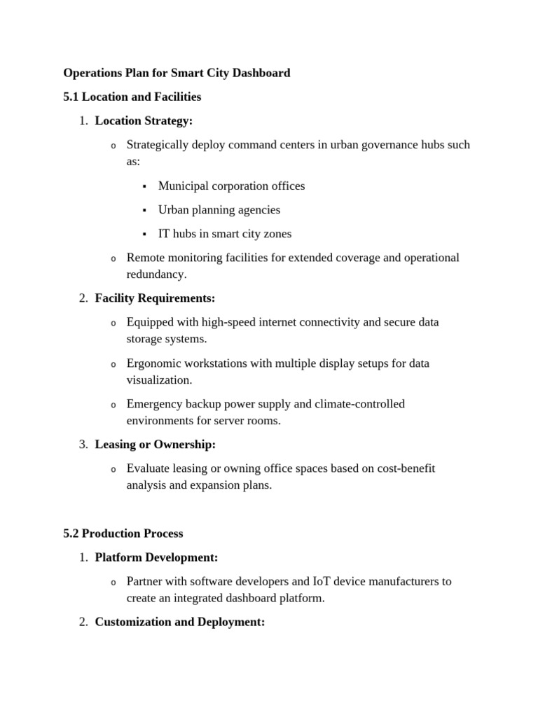 Operations Plan For Smart City Dashboard | PDF | Internet Of Things ...