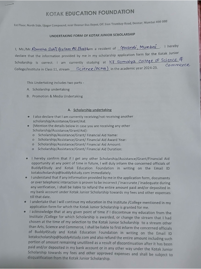 Undertakingform582 Format | PDF