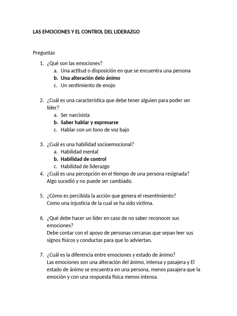 Las Emociones y El Control Del Liderazgo | PDF