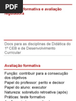 Avaliação formativa versus avaliação reguladora