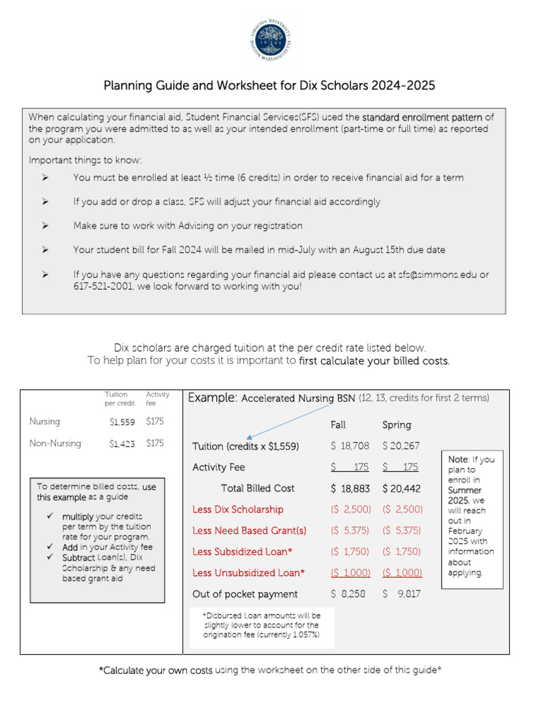 Dix Scholars Financial Planning Guide 2024 | PDF | Student Financial ...