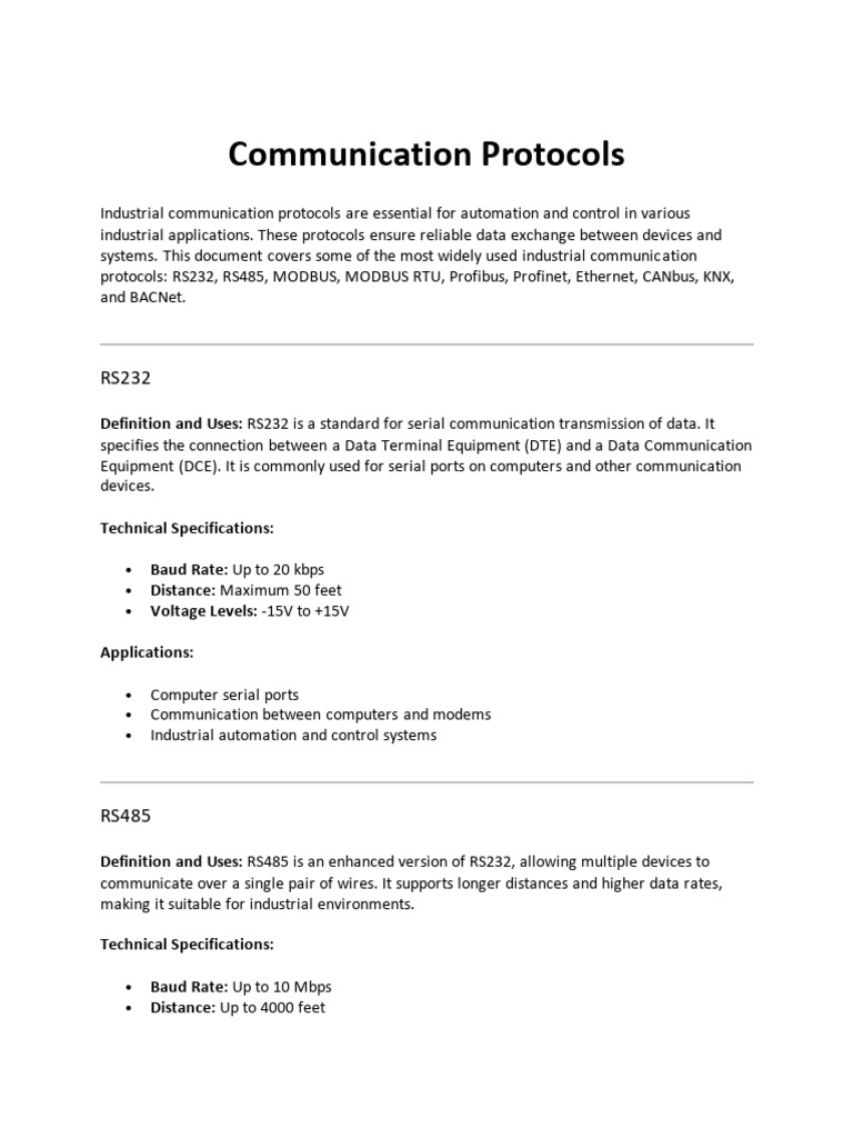 Overview of Industrial Communication Protocols | PDF | Computer Network ...