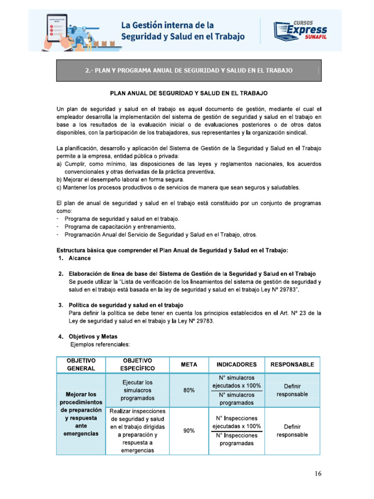 Referencia Esquema de Plan y Programa Anual de SST | PDF