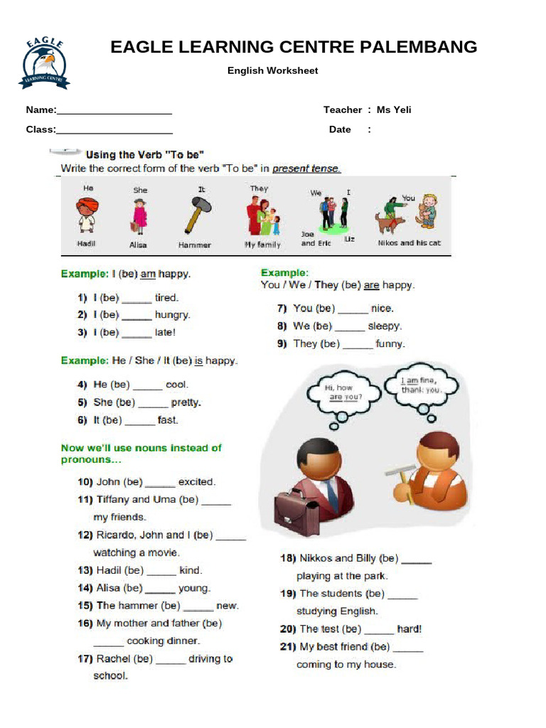 English Worksheet for Eagle Learning Centre | PDF