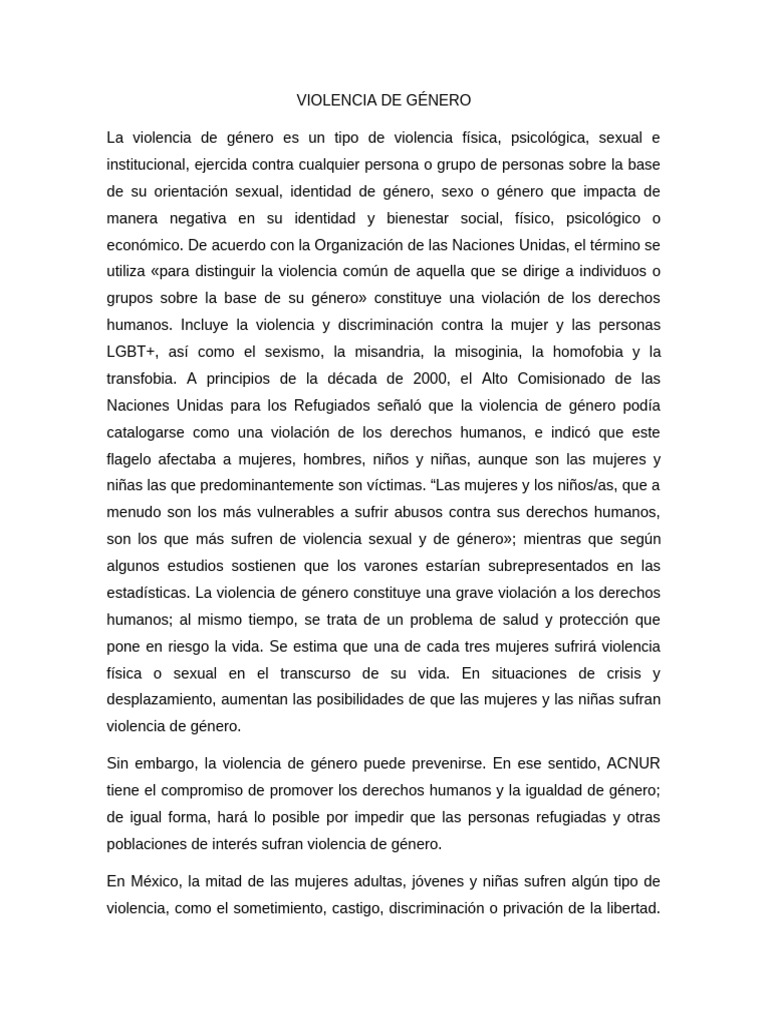 Violencia de Género: Impacto y Prevención | PDF | La violencia contra ...