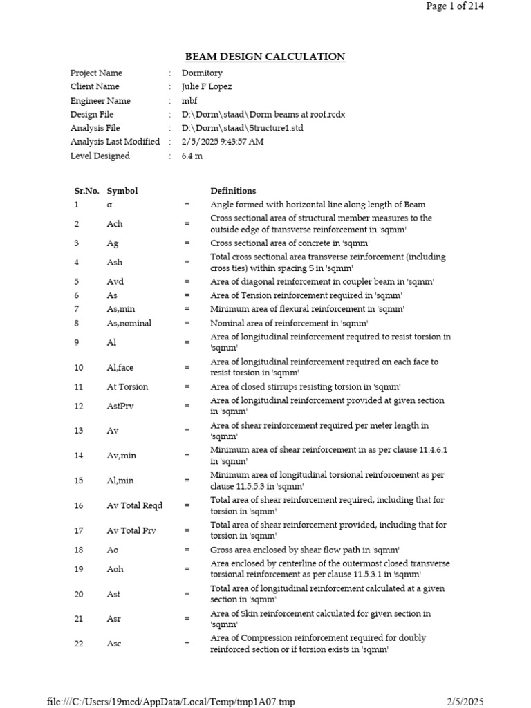 Dormitory Beam Design Calculations | PDF | Beam (Structure) | Classical ...