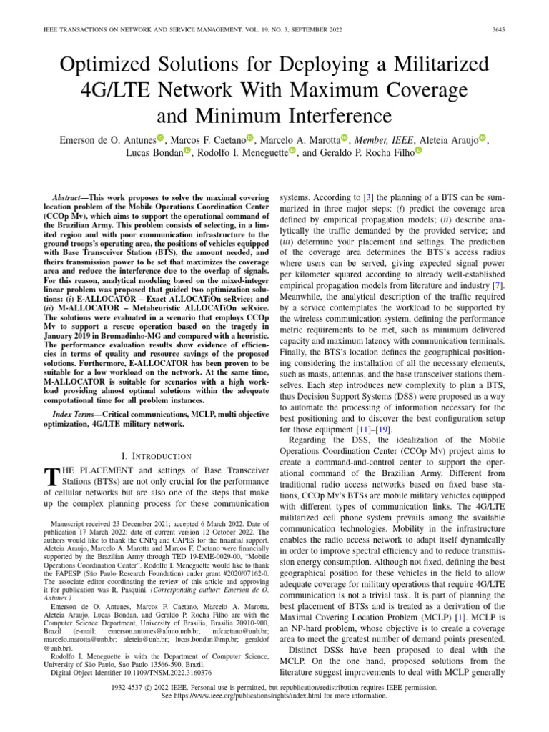 Military 4G/LTE Network Optimization | PDF | 4 G | Linear Programming