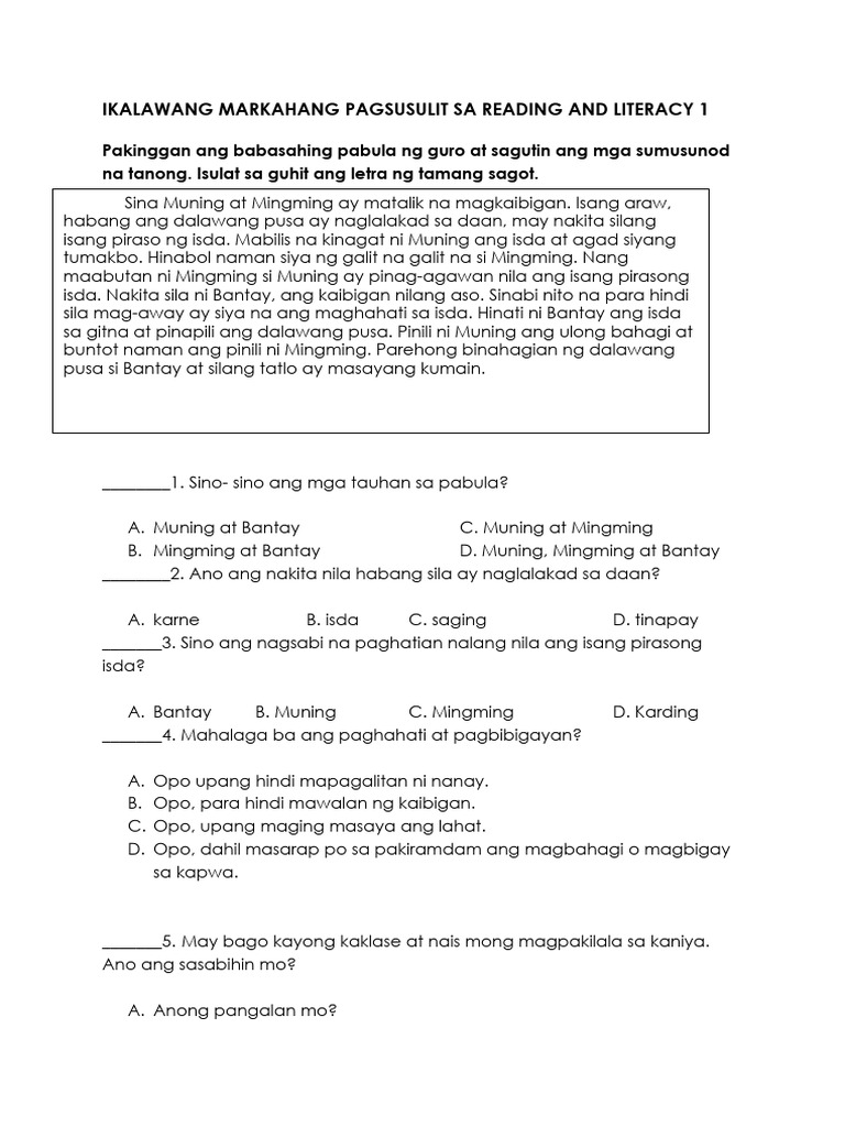 2ND PT Reading and Literacy I | PDF