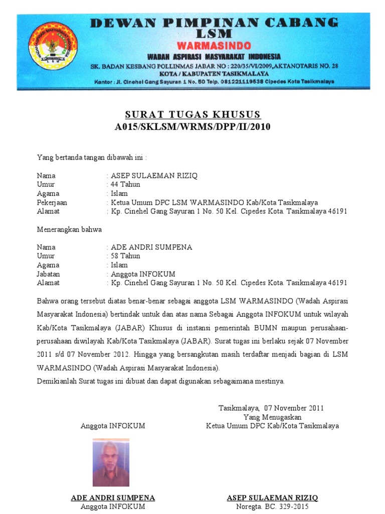 Surat Tugas Khusus Pdf