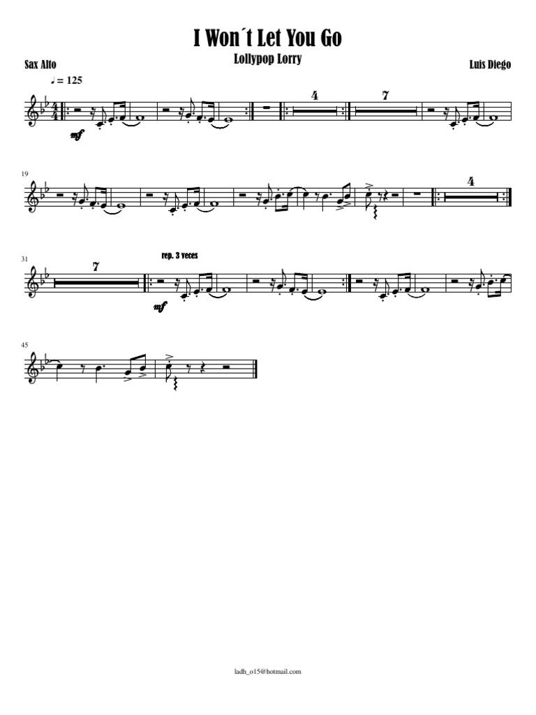 Sax Alto I Wont Let You Go | PDF