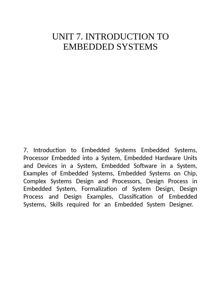 Embedded System Unit 7 | PDF