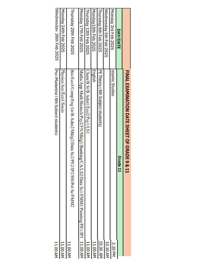 final exam dates | PDF