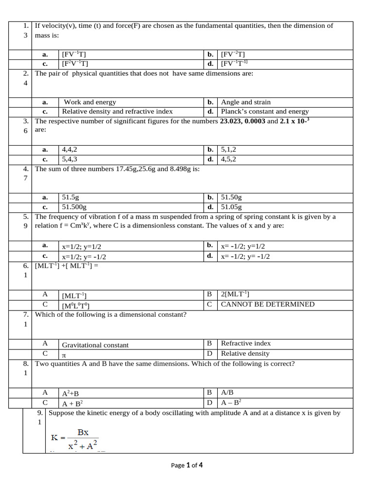 Dimensions of Mass Explained | PDF | Mass | Momentum