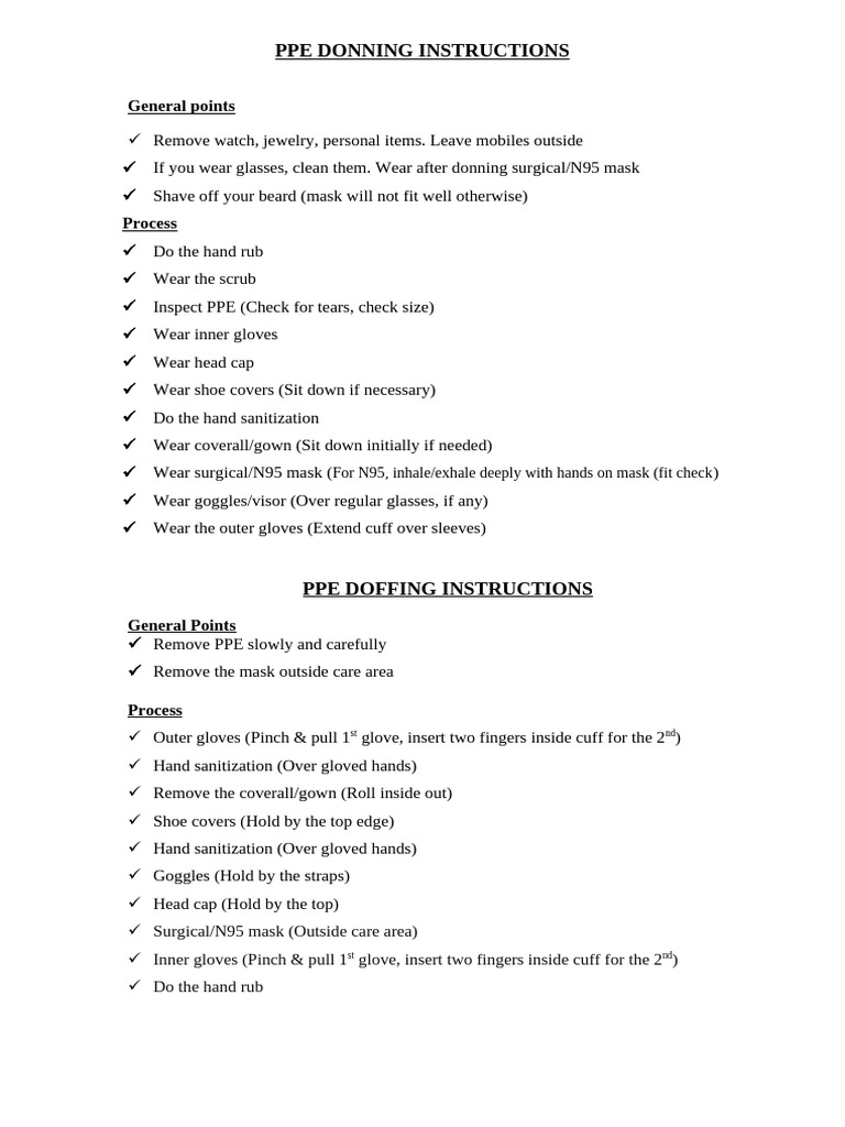 PPE Donning and Doffing Guide | PDF