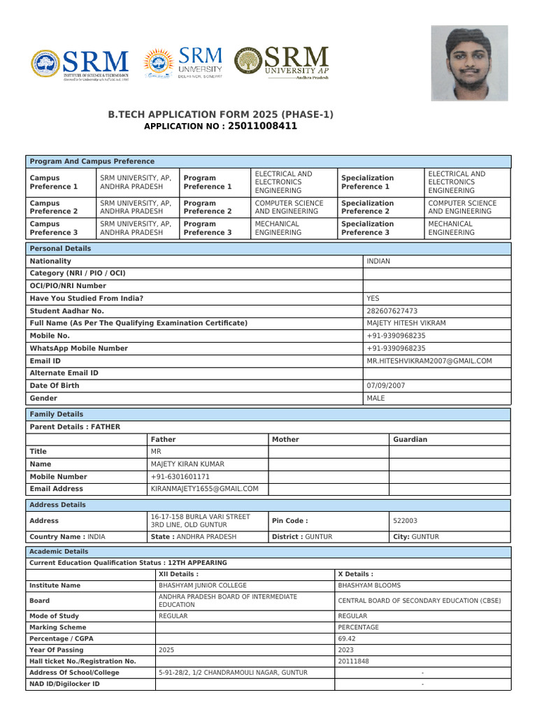Application Form 25011008411 | PDF