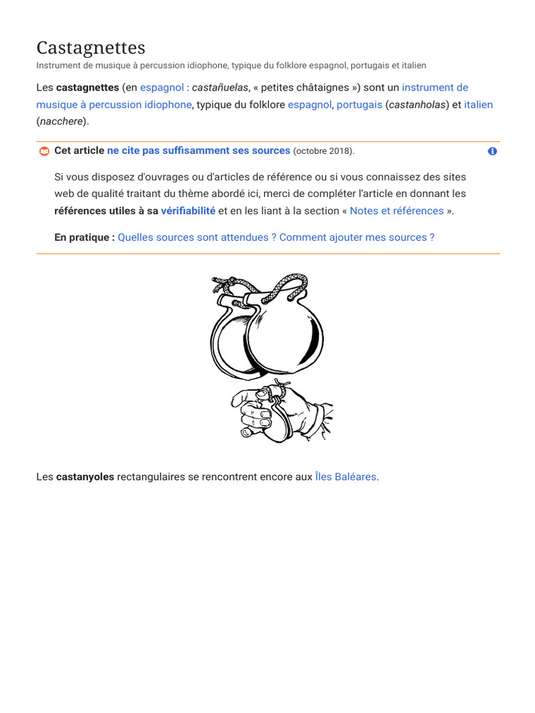 Castagnettes : Instrument de percussion | PDF | Instruments de musique