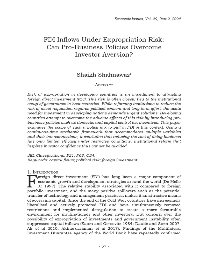 FDI Inflows and Expropriation Risk Analysis | PDF | Foreign Direct ...