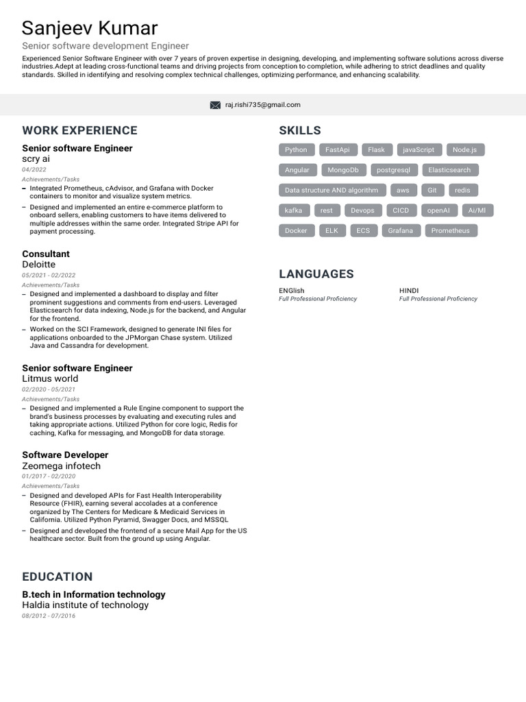 Senior Software Engineer Profile | PDF | Computing | Information Technology