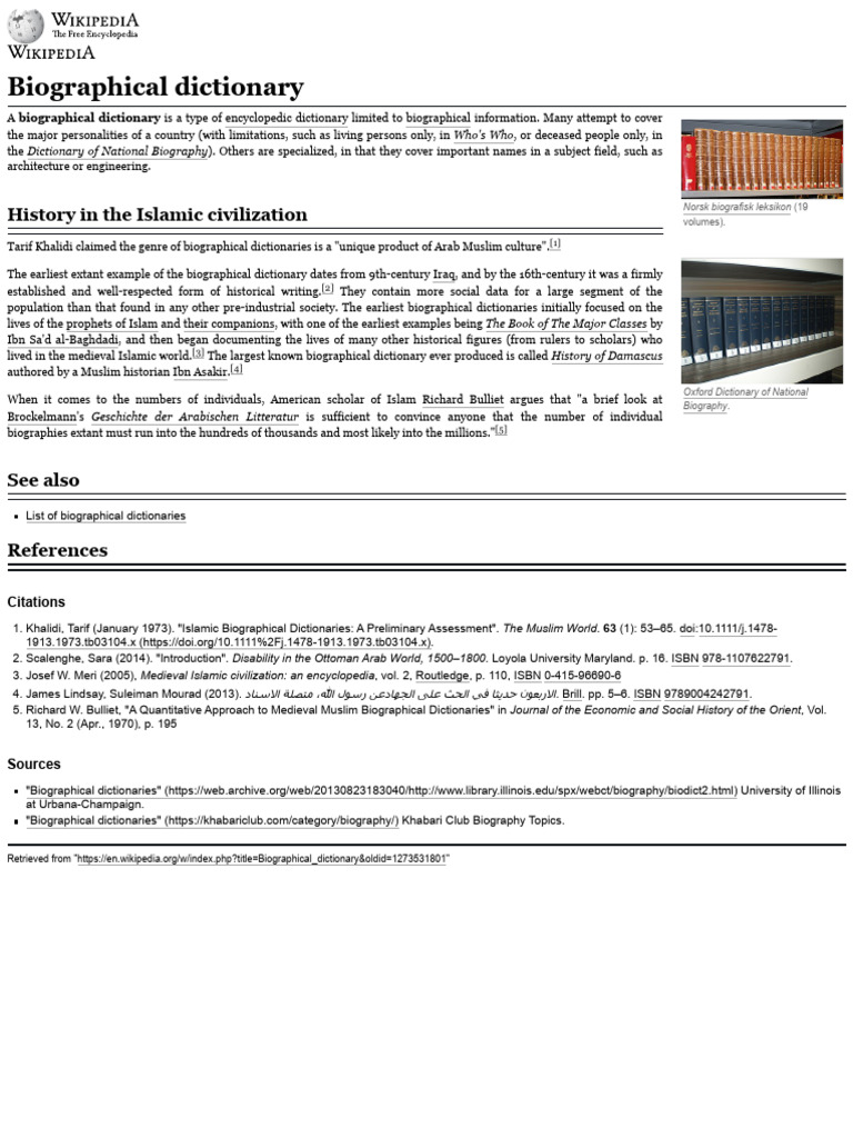 Biographical Dictionaries Overview | PDF | Reference Works