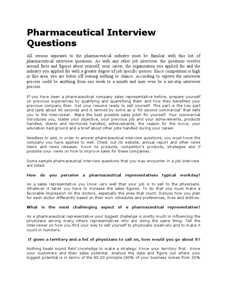 pharmaceutical research and development interview questions