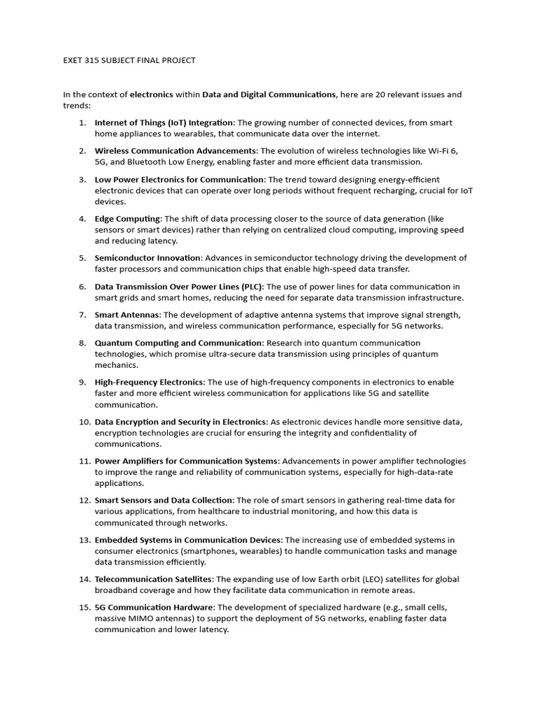 Exet 315 Subject Final Project | PDF | Internet Of Things | Electronics