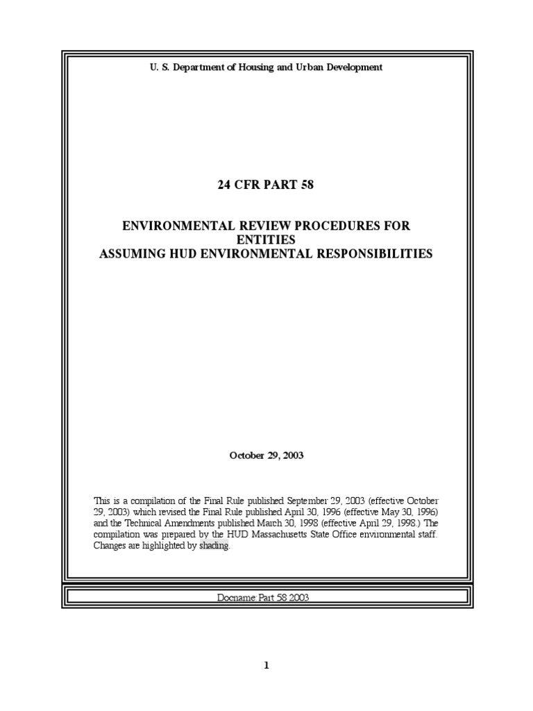 24 cfr part 58 env review procedures for hud housing pdf national