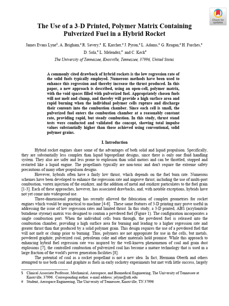 3d Printed Rocket Propellant