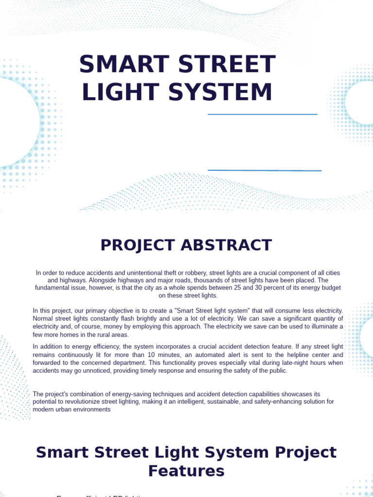 Smart Street Light System Overview | PDF | Energy Conservation | Street ...