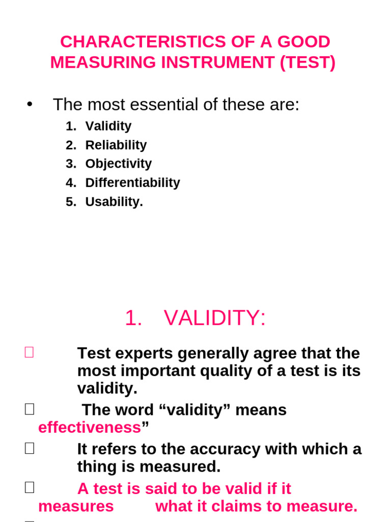 Qualities of Test (Validity & Relibility Etc) | PDF | Validity ...