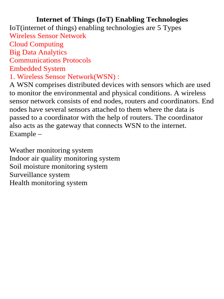 IoT Enabling Technologies Overview | PDF | Cloud Computing | Wireless ...
