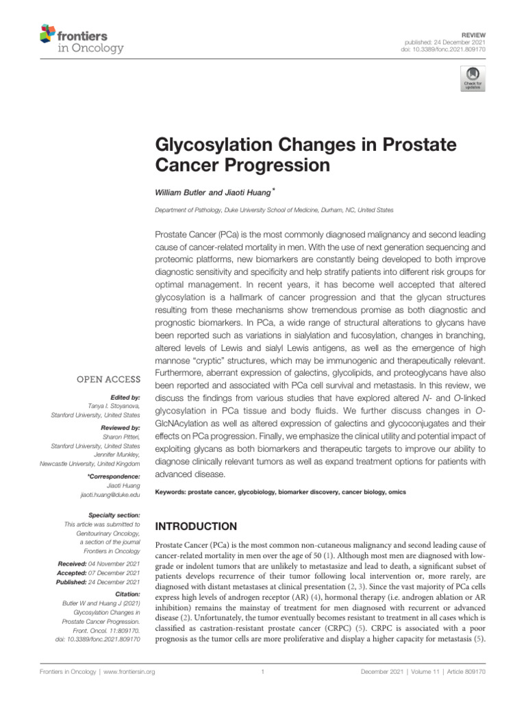 Glycosylation in Prostate Cancer Progression | PDF | Prostate Specific ...