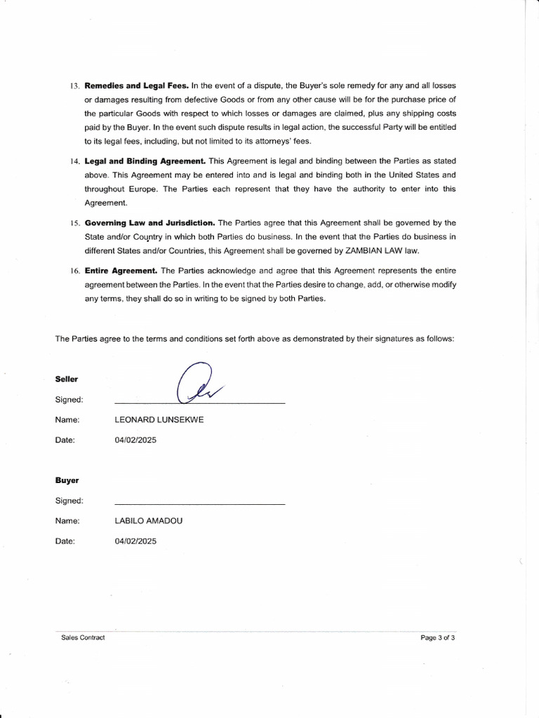 Remedies and Legal Fees in Sales Contracts | PDF