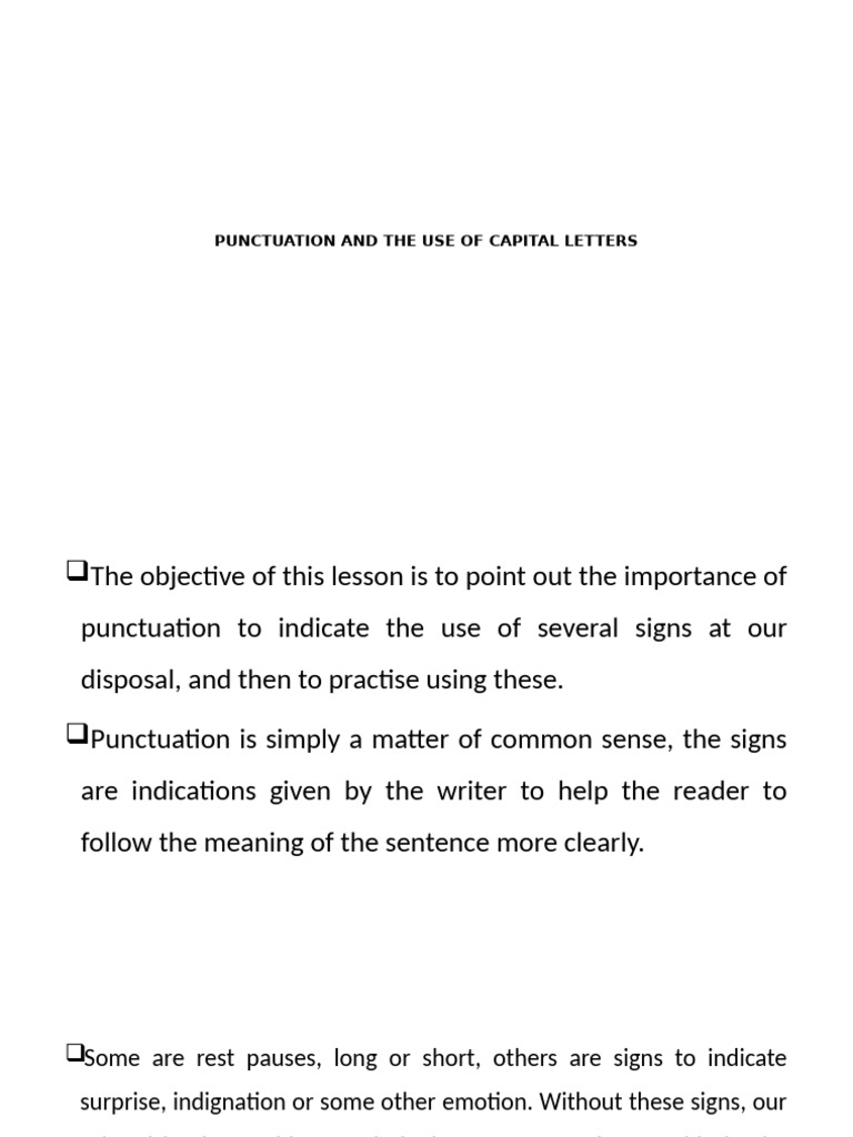 Punctuation and The Use of Capital Letters | PDF | Punctuation ...