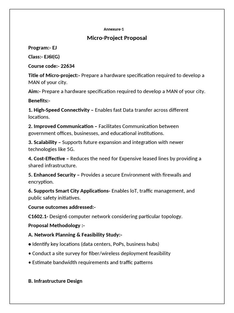 Hardware Specs for City MAN Development | PDF | Network Topology ...