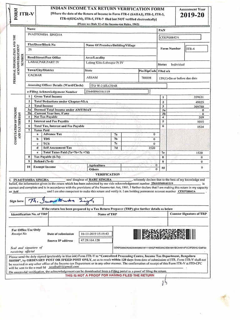 Itr Fy 19-20 | PDF