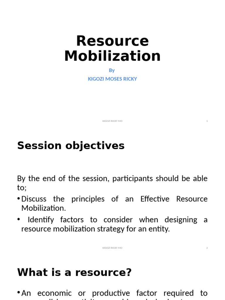 Resource Mobilisation | PDF