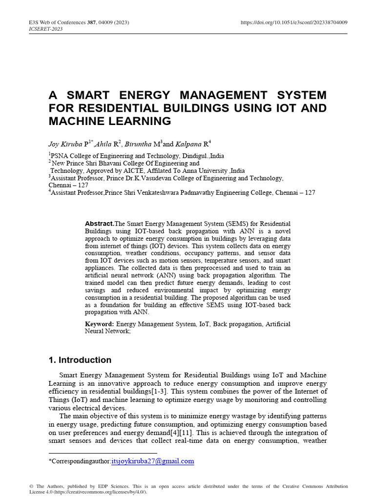 Smart Energy Management for Homes | PDF | Mean Squared Error | Internet ...