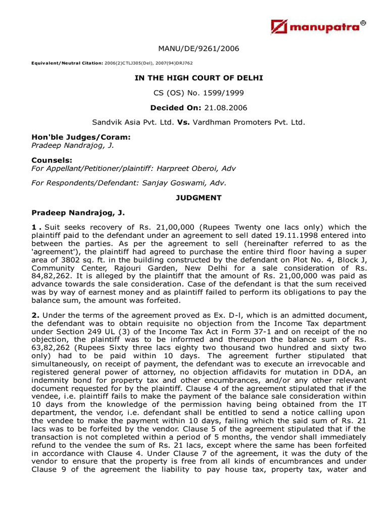 Delhi High Court Ruling on Property Dispute | PDF | Deposition (Law ...
