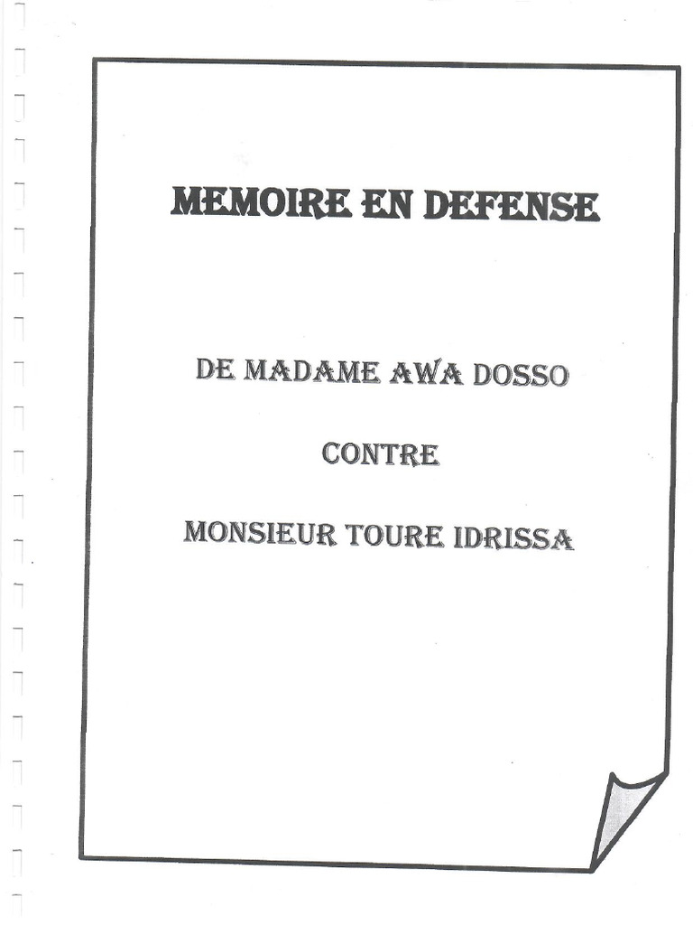 Mémoire en Défense Mme Awa DOSSO | PDF