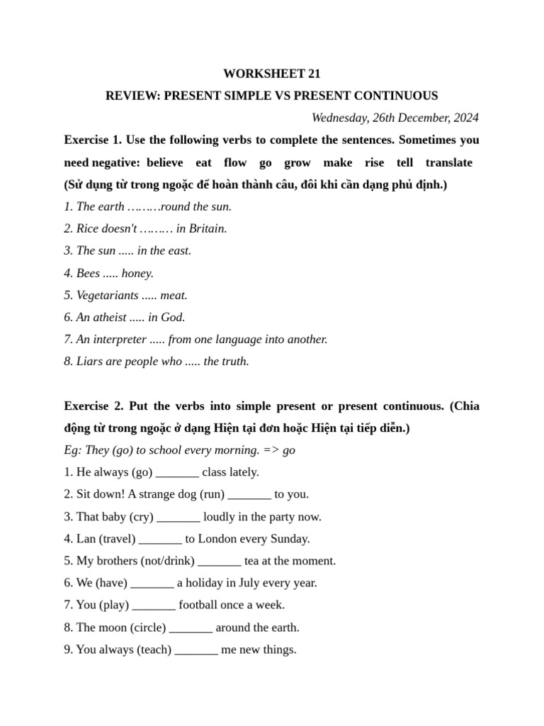 WORKSHEET 21 | PDF