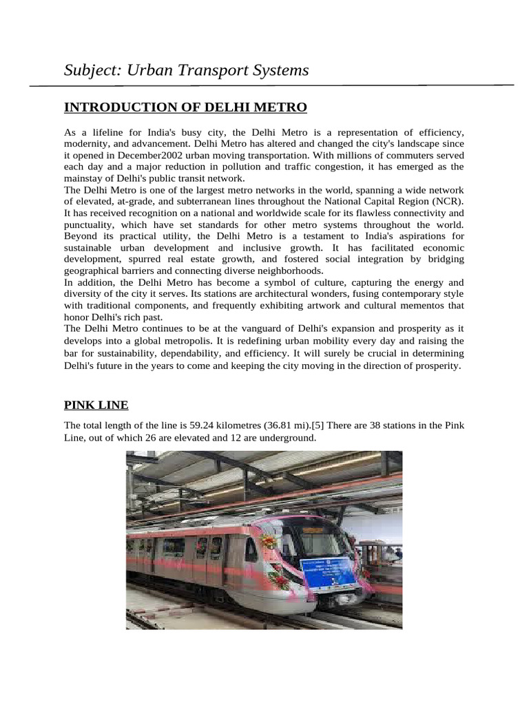 Delhi Metro Pink Line Overview | PDF | Rapid Transit | Transport