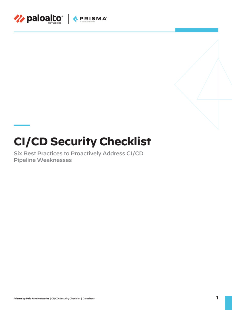 Prisma Ds Ci Cd Security Checklist 060223 Pdf Computer Security