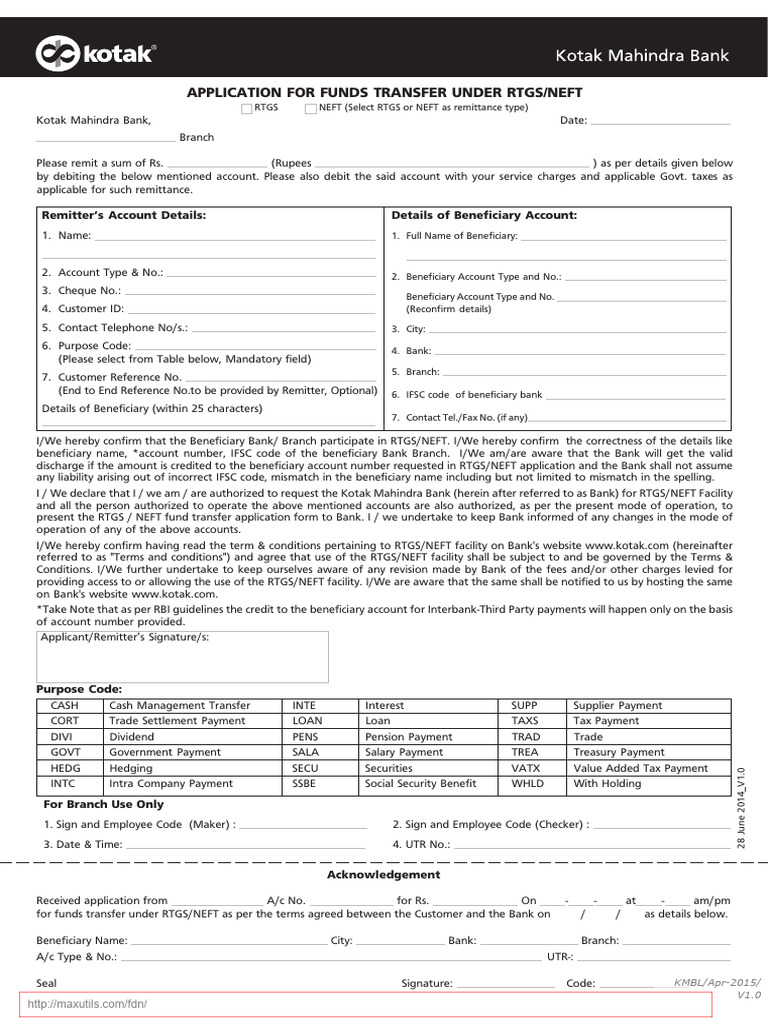 RTGS/NEFT Funds Transfer Application | PDF | Payments | Money