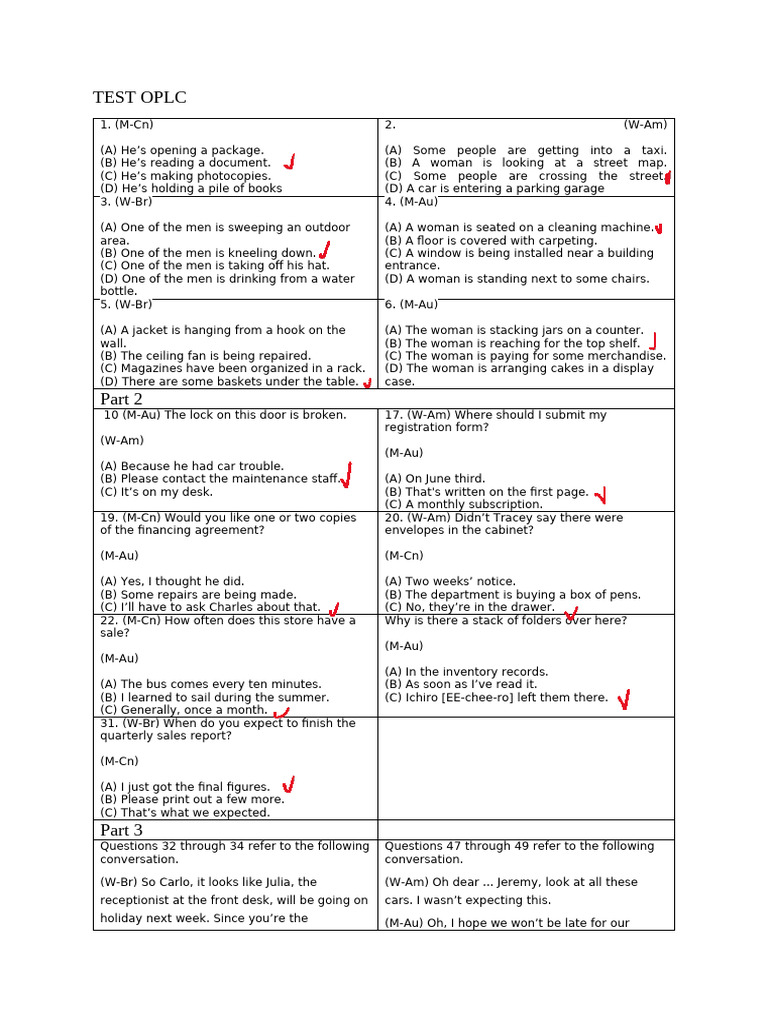 Office Procedures Listening Test | PDF