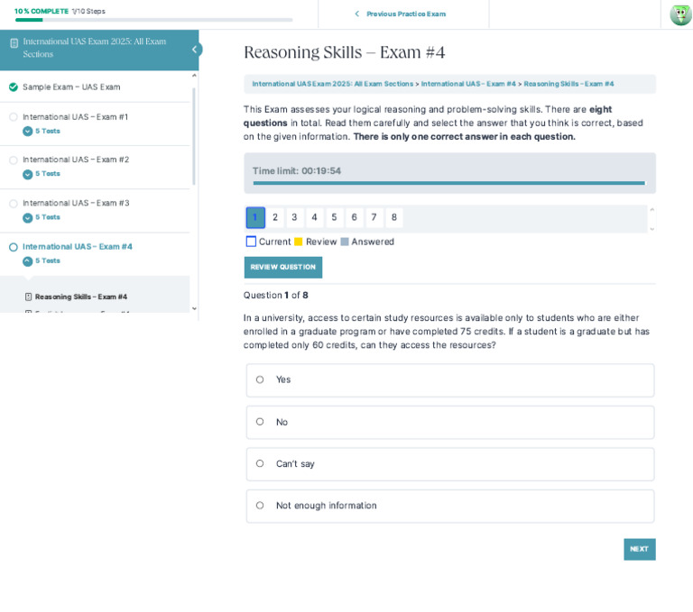 UAS Exam #4: Reasoning Skills Review | PDF