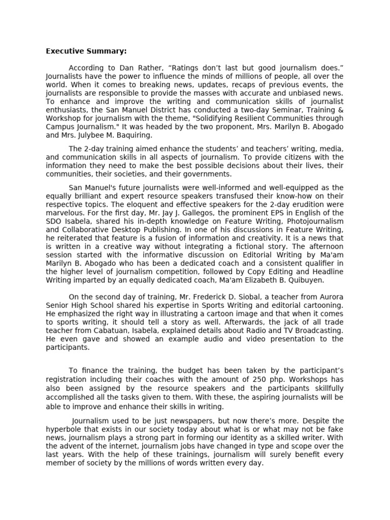 Narrative Summary Journalism | PDF | Journalism | Mass Media