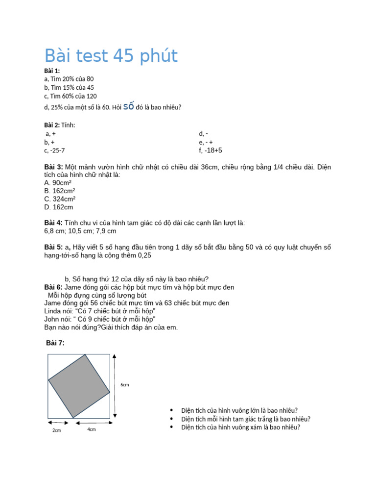 Bài Test 45 Phút | PDF